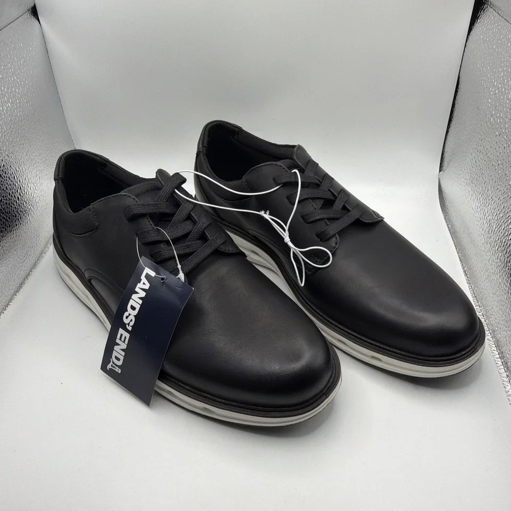 Land's End Men's Sport Oxford Comfort Shoes  Black /White 13 New